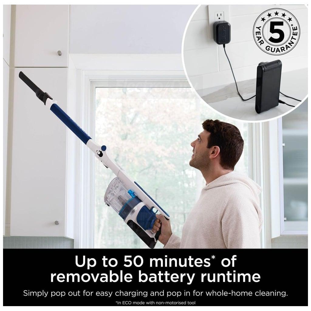 Shark PowerPro Cordless Vacuum Cleaner with Anti Hair Wrap, Floor Detect, Flexology, Navy Metallic, Up to 50 Minutes Runtime, Crevice Tool, Upholstery Tool, PowerFins