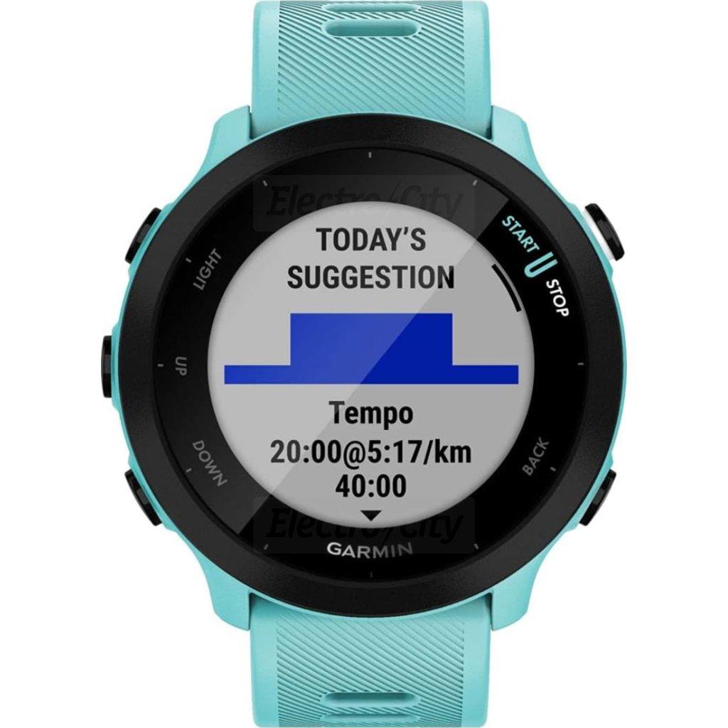 Garmin Forerunner 55 Smartwatch Aqua Blue GPS Running Watch with Start/Stop Button