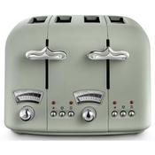 DeLonghi Argento Flora 4 Slice Toaster | Green | Toast Colour | Chrome Details | Defrost | Reheat | Cancel