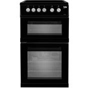 Beko 50cm Freestanding Double Electric Cooker with Ceramic Hob | Black