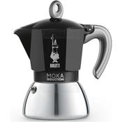 Bialetti Moka Induction 6 Cup Stovetop Coffee Maker | Black | Aluminium+Steel Body | Silicone Handle | Induction Compatible