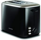 Morphy Richards 2 Slice Toaster - Black | Defrost, Reheat, Cancel, Variable Browning Control, Variable Width Slots, Removable Crumb Tray, Cord Storage