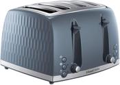 Russell Hobbs Honeycomb 1500W 4 Slice Toaster - Grey | Textured Design, High Lift, Removable Crumb Tray, Extra Wide Slots, Bun Warmer, Frozen, Cancel, Reheat Functions