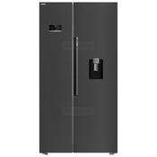 Beko 90cm Freestanding American Style Fridge Freezer | Black Steel image