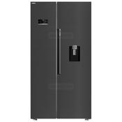 Beko 90cm Freestanding American Style Fridge Freezer | Black Steel