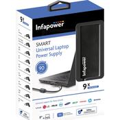 Infapower 90W Black Universal Laptop Power Supply with USB Charging, 9 Tips Included, Automatic Voltage, Short Circuit & Overload Protection