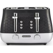 Morphy Richards Cassini 4 Slice Toaster Moonless Night Black Hexagonal Design Variable Browning High-Lift Removable Crumb Tray Illuminated Buttons