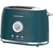 Morphy Richards Boutique 2 Slice Toaster Teal Green with Dial, Buttons, Chrome Trim