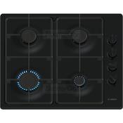 Bosch Series 2 60cm 4 Zone Gas Hob Black Enamel with Cast Iron Pan Supports Automatic Ignition Flame Failure Cut-Off