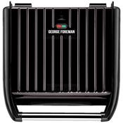 George Foreman Steel Large Grill 25052 Black with Floating Hinge, Non-Stick Plates, Vertical Storage, Adjustable Rear Foot, Chrome Handle
