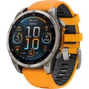 Garmin fenix 8 47mm Sapphire GPS Smartwatch | Titanium with Spark Orange Silicone Band image