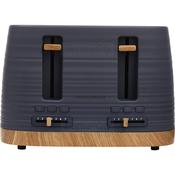 Morphy Richards Clay 4 Slice Toaster Flint Blue Grey Ripple Pattern BPA-Free Plastic with Reheat Defrost Cancel Functions Wide Slots Variable Browning Auto-Centring Automatic Pop-Up Cord Storage Removable Crumb Tray Wood-Effect Base