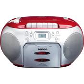 Lenco Portable FM Radio CD and Cassette Player | Red &amp; Silver image