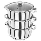Judge Essentials 22cm 3 Tier Stainless Steel Steamer with Casserole Base | Silver image