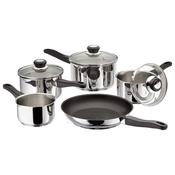 Judge Vista 5 Piece Stainless Steel Draining Saucepan Set with Non-Stick Frying Pan | Stainless Steel image