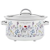 Laura Ashley 3.5L Wild Meadow Floral Slow Cooker with Glass Lid and Chrome Handles - Low, High, Keep Warm Settings
