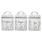 Laura Ashley Set of 3 Storage Canisters with Removable Lids | Wild Meadow Floral image