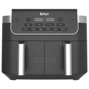 Ninja DualZone 7.6L 2-Drawer Air Fryer Black with 6 Cooking Functions - Max Crisp, Air Fry, Roast, Bake, Reheat, Dehydrate. Features Dual Drawers, Digital Display, Control Panel, Silver Handles.