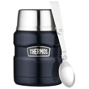 Thermos Stainless King 470ml Food Flask with Foldable Spoon | Dark Blue image