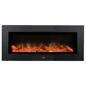 Dimplex Optiflame Wall Mounted Electric Fire with Remote Control, Black Finish, LED Lighting, Flames, Log Set