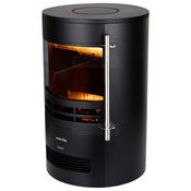 Warmlite Elmswell 2000W Round Contemporary Flame Effect Stove Black with Adjustable Thermostat and LED Flame Effect