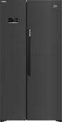 Beko 90cm HarvestFresh Freestanding American Fridge Freezer | Black Steel
