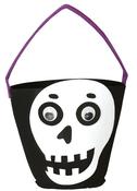 Skull Trick or Treat Felt Bucket 16cm