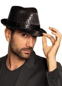 Black Sequin Fedora / Trilby Hat