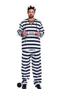 Black &amp; White Striped Convict or Prisoner Costume image