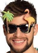 Glitter Palm Tree &amp; Flamingo Tropical Sun Glasses
