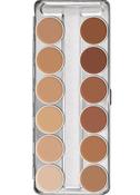 Kryolan Rubber Mask &amp; Bald Cap Grease Palette – 12 Colours – Palette W