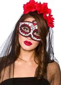 Day of the Dead Masquerade Eye Mask (with veil) image