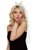 Gold Bride Headband with White Veil
