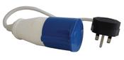 16AMP PLUG TO 13AMP SOCKET ADAPTOR FLY LEAD TYPE 220VOLT