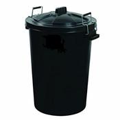 POLYTECH 110LTR BLACK DUSTBIN W/ HANDLES &amp; LID image