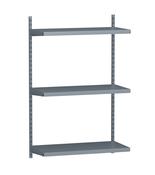 1000mm Silver Twin Slot Shelving Kit with 3 x 60cm Silver Metal Shelves