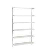1980mm Chrome Twin Slot Shelving Kit with 6 x 100cm Wooden White Shelves