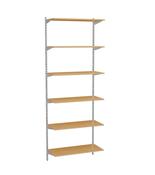 1980mm Chrome Twin Slot Shelving Kit with 6 x 67cm Wooden Beech Shelves