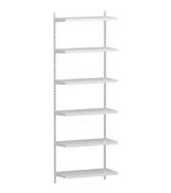 1980mm White Twin Slot Shelving Kit with 6 x 60cm White Metal Shelves