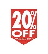 '20% OFF' Red &amp; White Hanging Sign - 500mm x 635mm