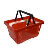 21L Red Plastic Shopping Basket with Black Handles