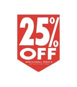 '25% OFF' Red &amp; White Hanging Sign - 500mm x 635mm
