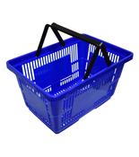 28L Blue Plastic Shopping Basket with Black Handles