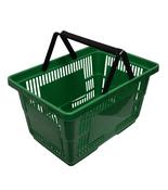 28L Green Plastic Shopping Basket with Black Handles