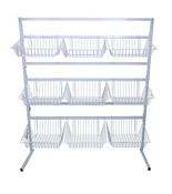 3 Tier Display Stand with 9 White Baskets Display Stand