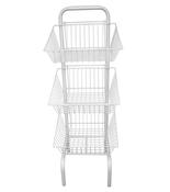 3 Tier White Basket Display Stand