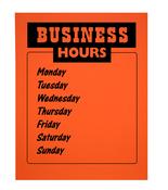 'Business Hours' Card - 200mm x 250mm