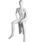 Iconique Gloss White Male Faceless Mannequin - Seated image