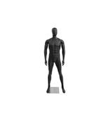 Matt Black Faceless Male Sports Mannequin - Legs Astride