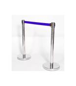 Single Stainless Steel Retractable Barrier Post - Blue Belt (Posts Sold Individually) image